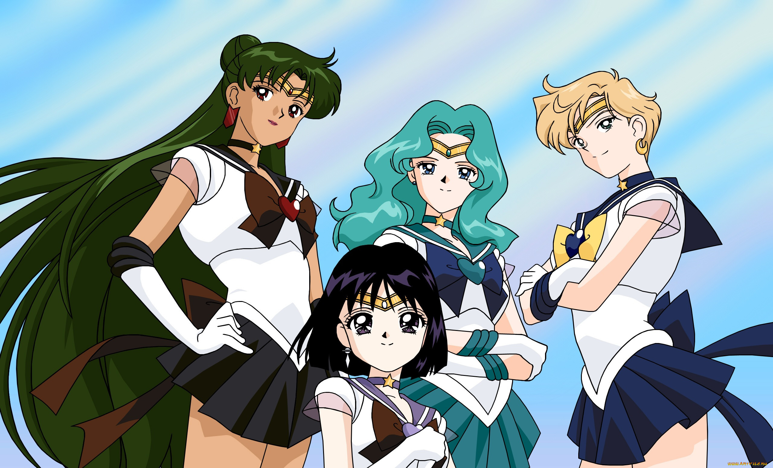 аниме, sailor moon, neptune, saturn, uranus, pluto, войны, девушки.